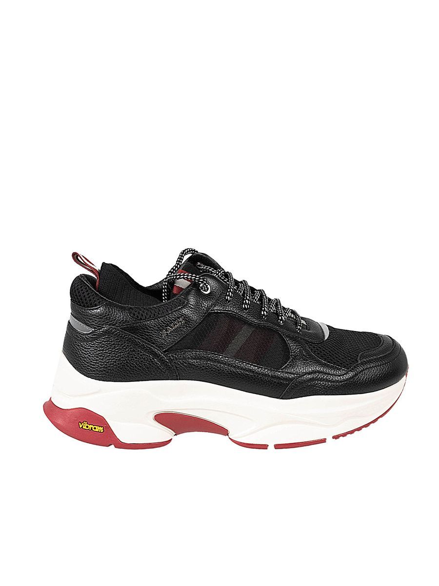Herren Schwarzer Leder-Mix Trainer