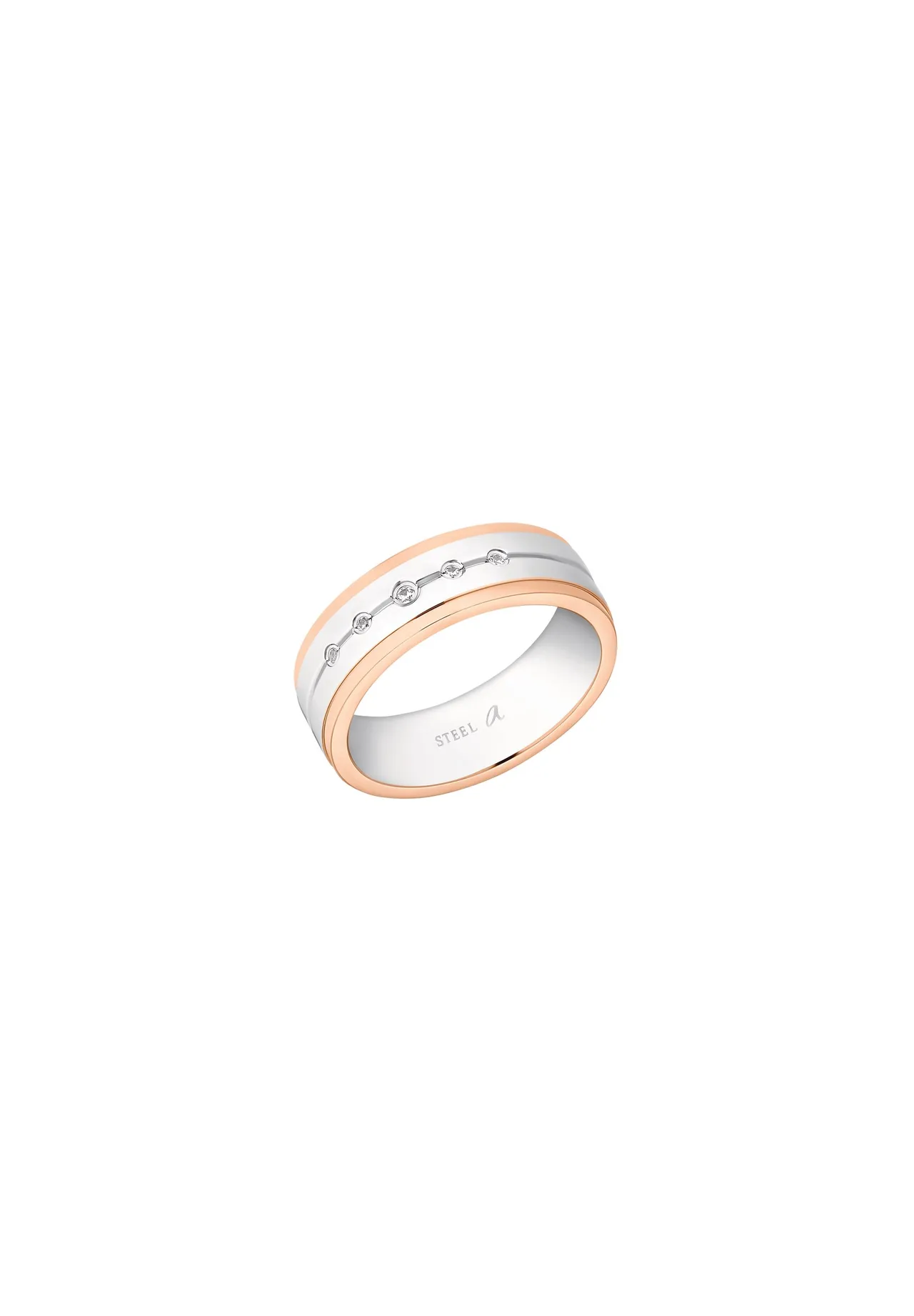 amor Ring für Damen, Edelstahl, Zirkonia synth., Beige, 52
