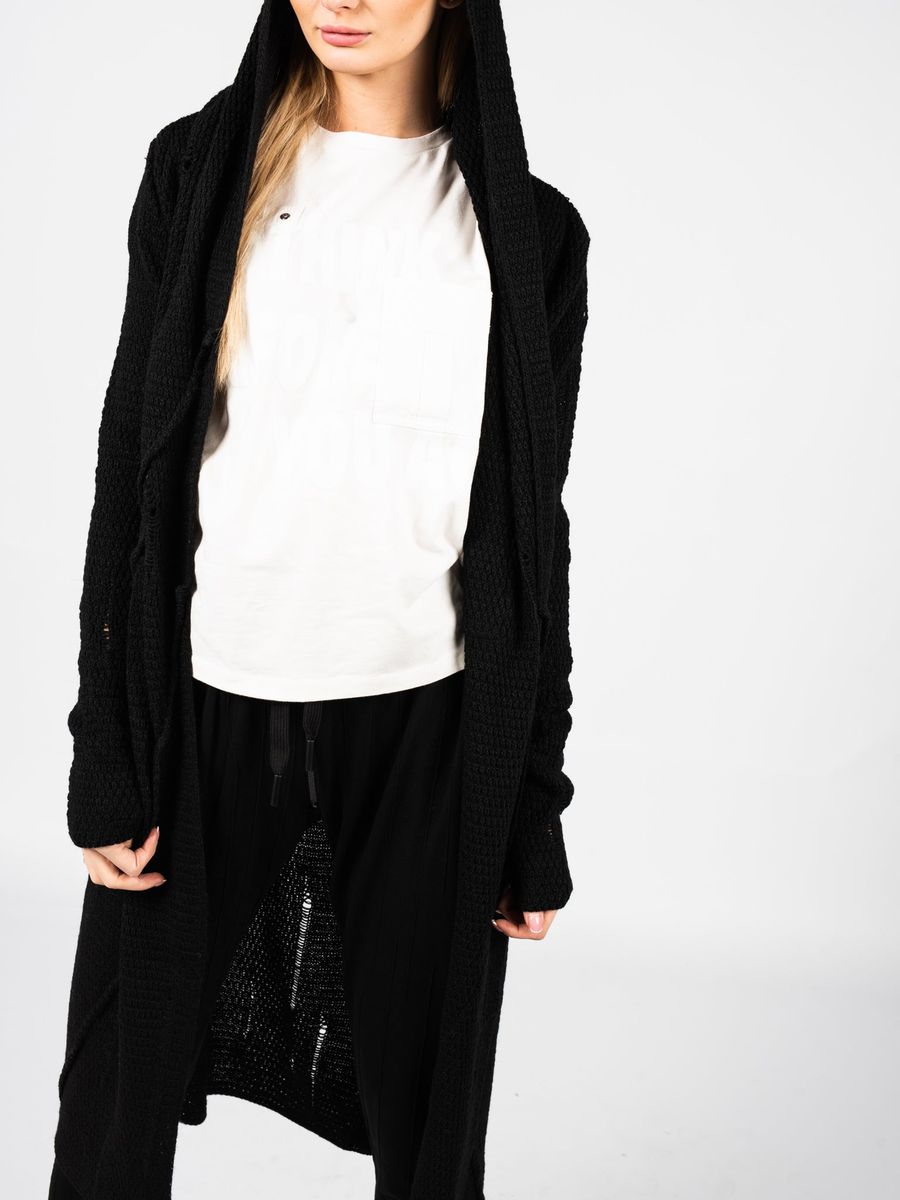 Unisex Lange Strickjacke mit Kapuze
