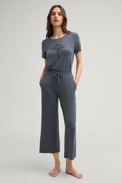 Verkürzte Loungewear-Hose mit Cornflower-Print