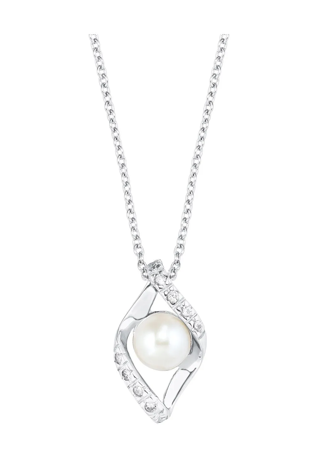 amor Damen Kette mit Anhänger, 925er Silber Süßwasser-Zuchtperle, silber