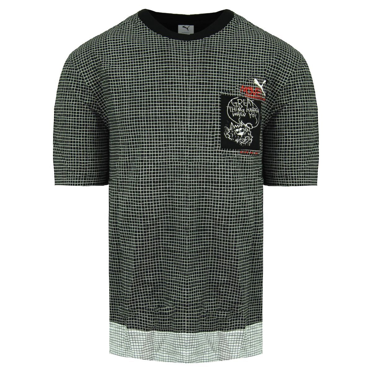 Puma x Michael Lau Crew Kurzschlärm Schwarze Herren gedruckte Taschen-T-Shirt 530360 51