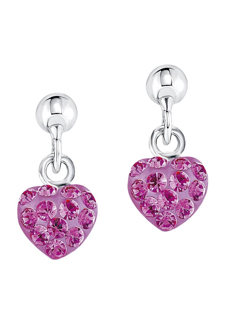 Pinke Kristallherz-Ohrhänger