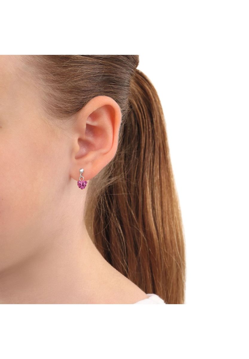 Pinke Kristallherz-Ohrhänger