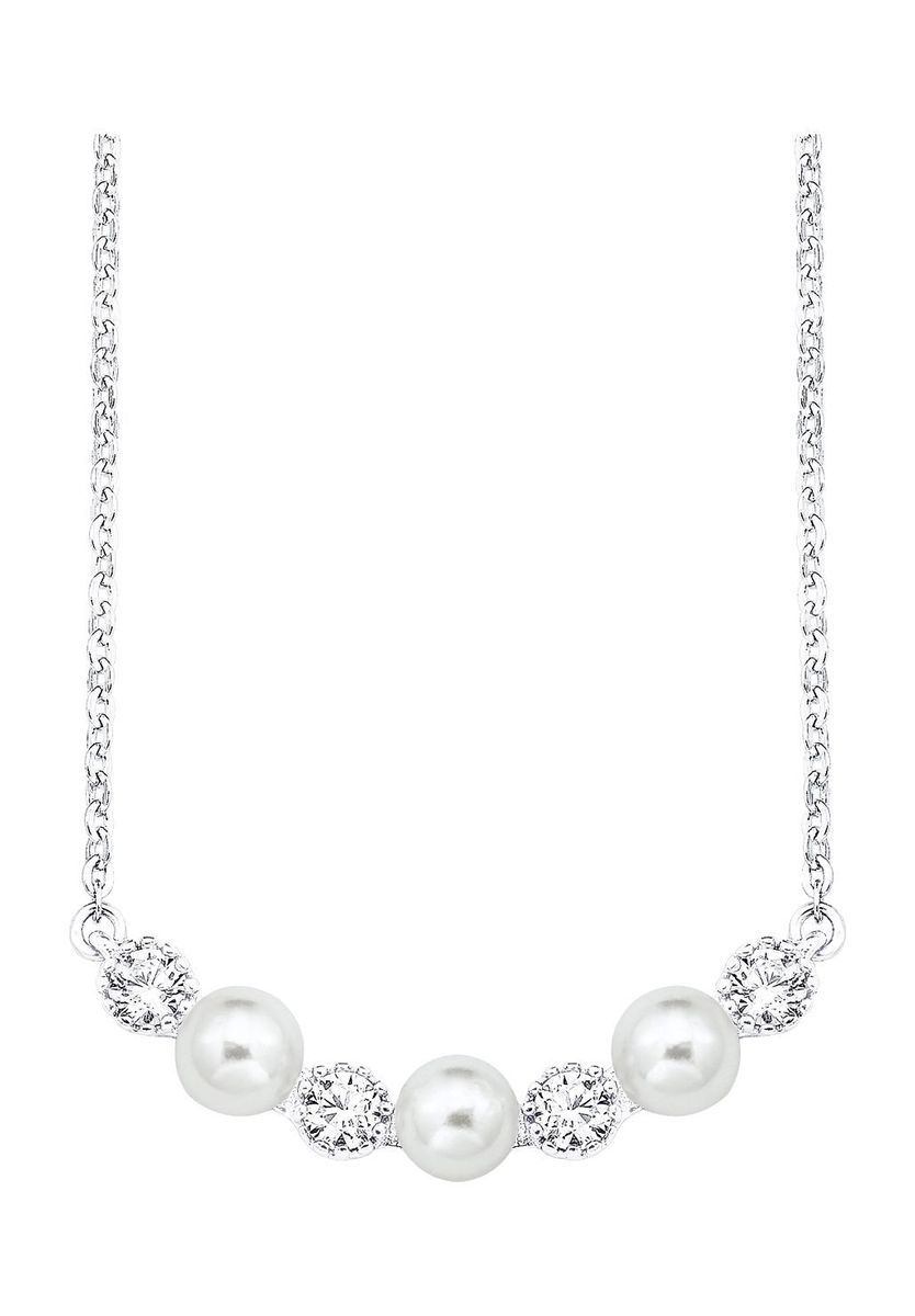 amor Damen Kette mit Anhänger, 925er Silber Süßwasser-Zuchtperlen, silber