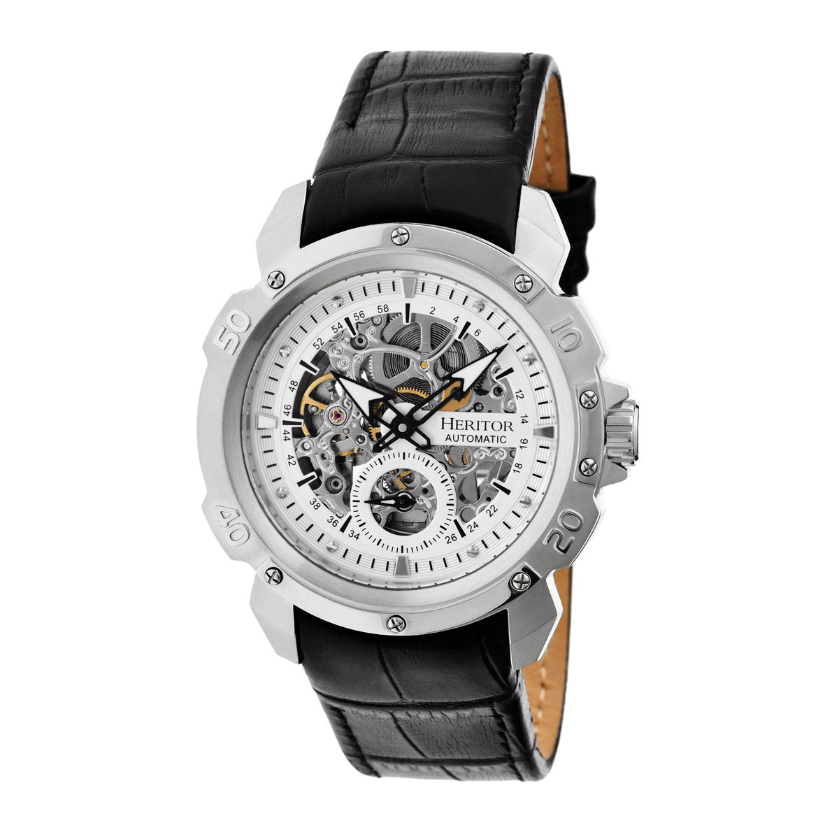 Automatikuhr mit Skelett und Lederarmband