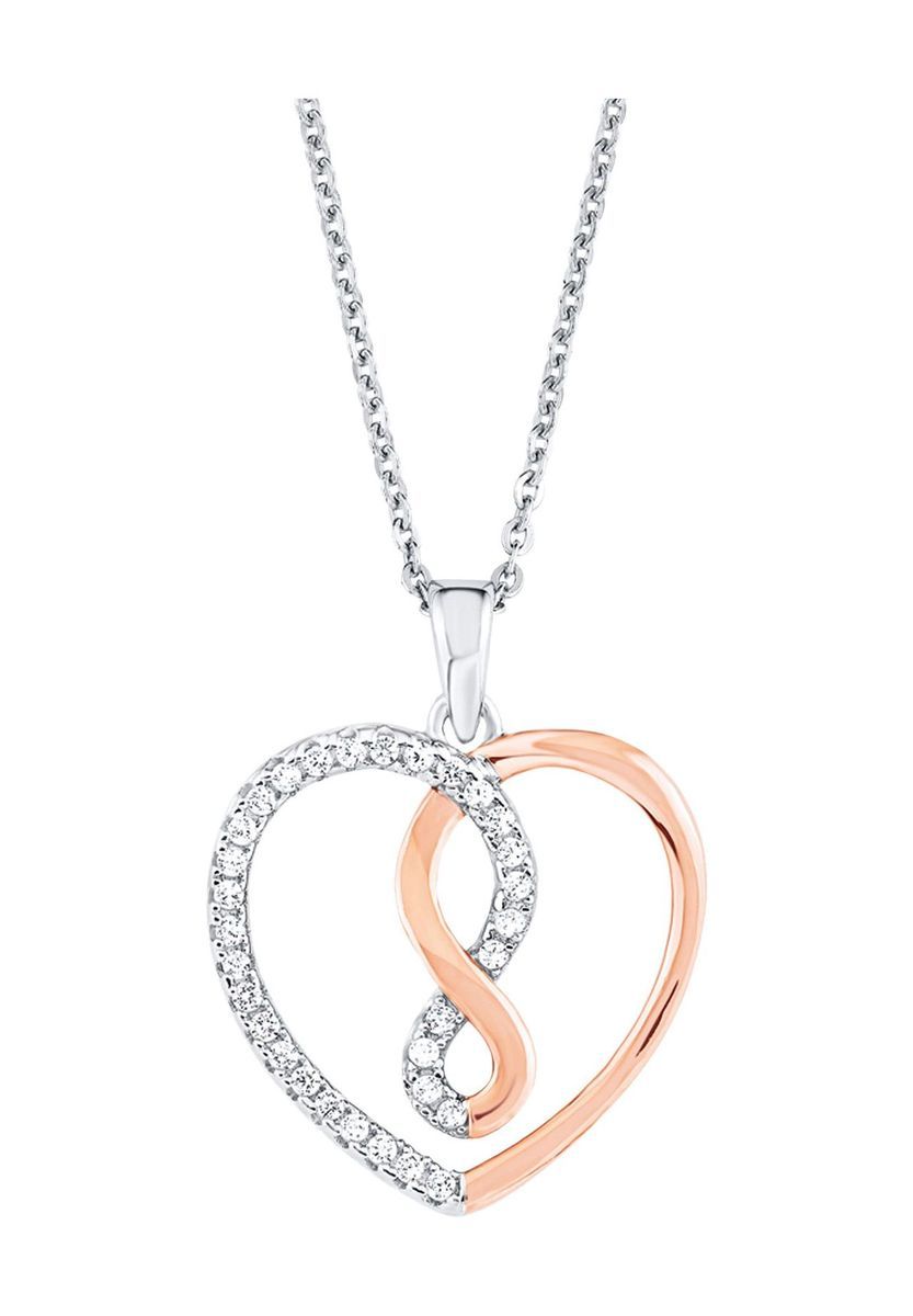 amor Damen Kette mit Anhänger, 925er Silber, BICOLOR