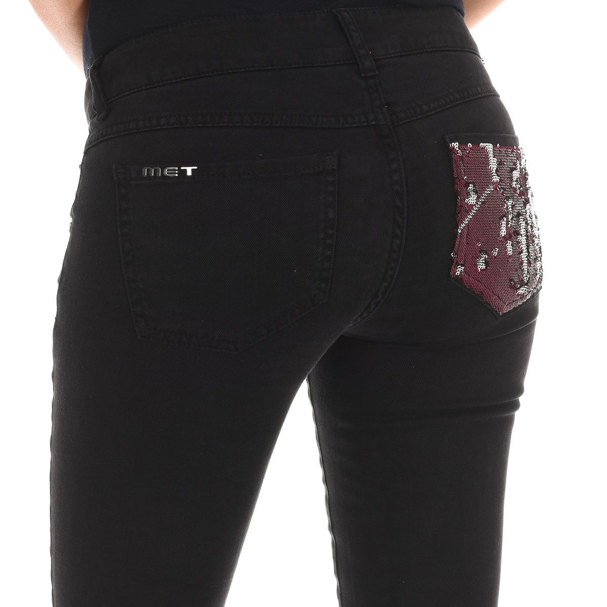 Skinny Jeans mit Pailletten-Gesäßtasche