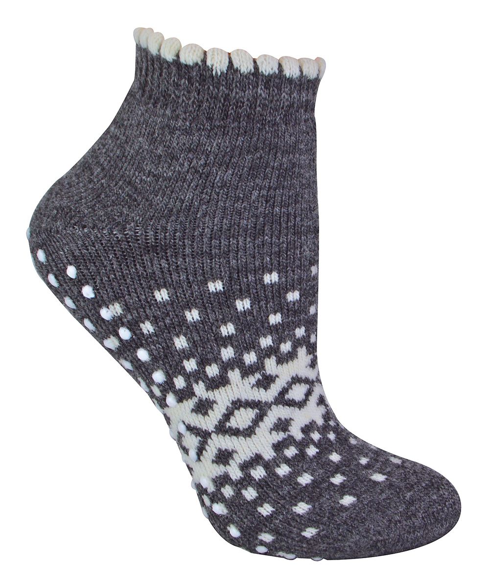 Sock Snob Damen/Damen Thermo-Slipper-Socken aus Wolle mit niedrigem Schnitt, rutschfest, Anthrazit