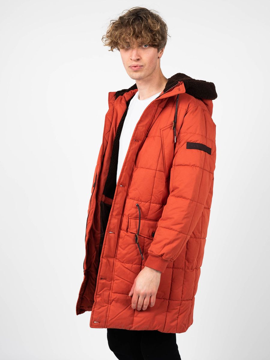 Gesteppter Kapuzenparka in Langform