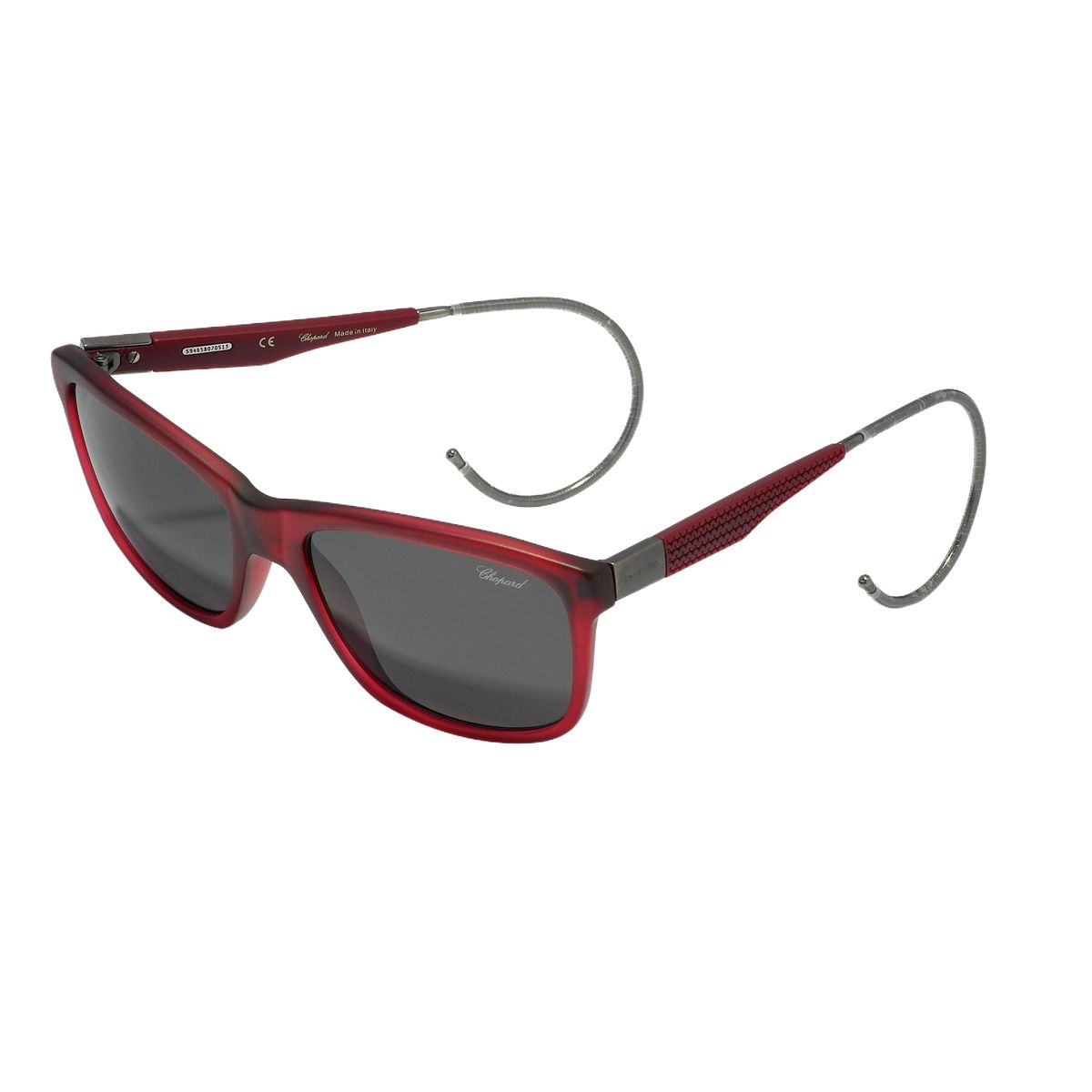 Rechteckige Sonnenbrille mit rotem Acetatrahmen