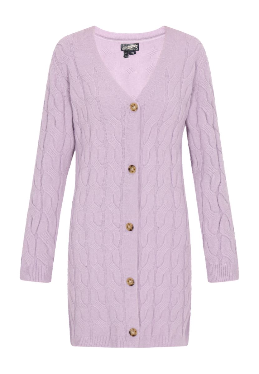 Elegante lange Strickjacke mit Zopfmuster