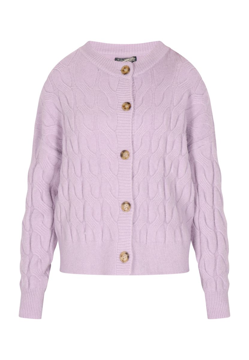 Elegante lange Strickjacke mit Zopfmuster