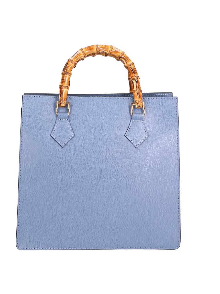 Lederhandtasche mit Bambusgriff