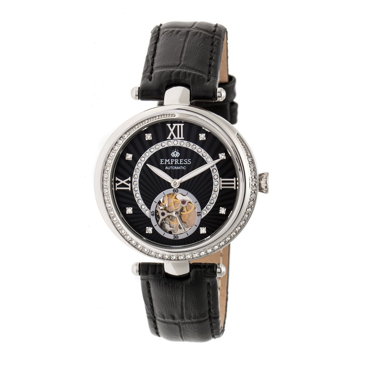 Automatikuhr für Damen mit Lederarmband