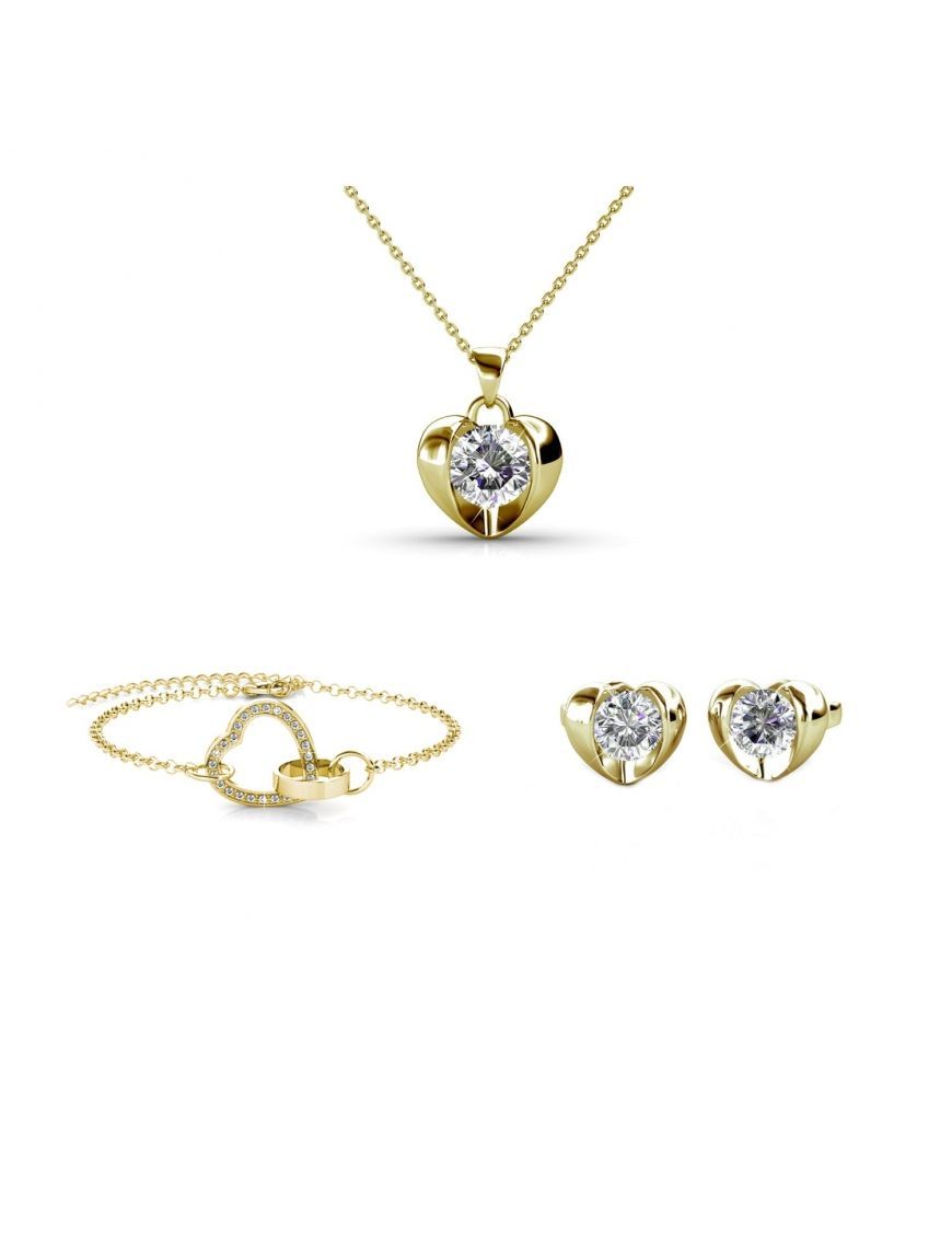 Goldenes Herz Kristall Schmuckset