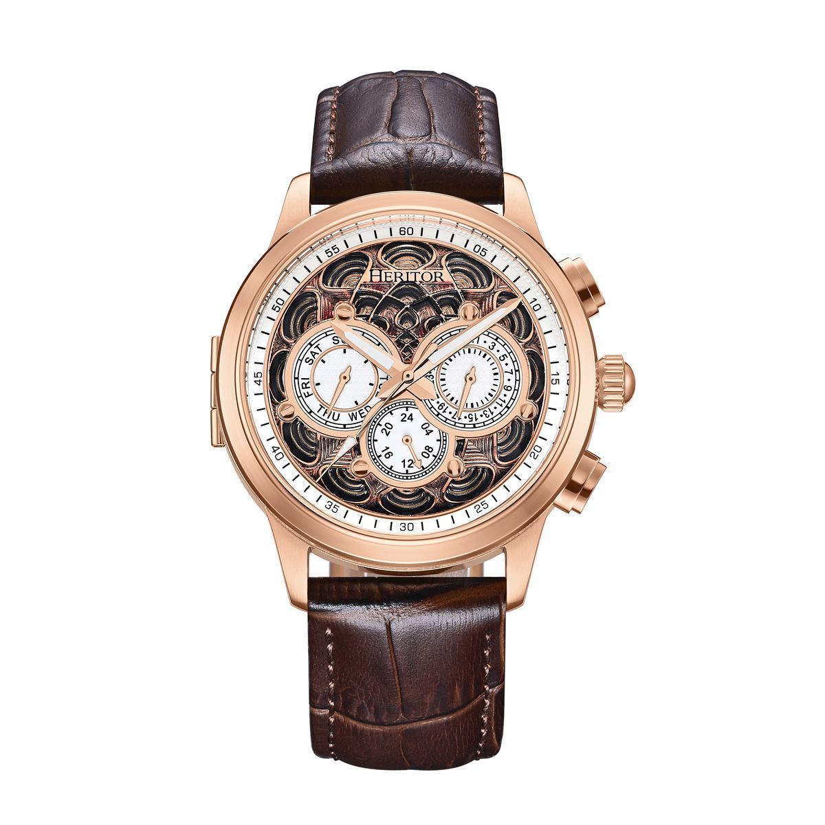 Roségoldener Chronograph Lederuhr