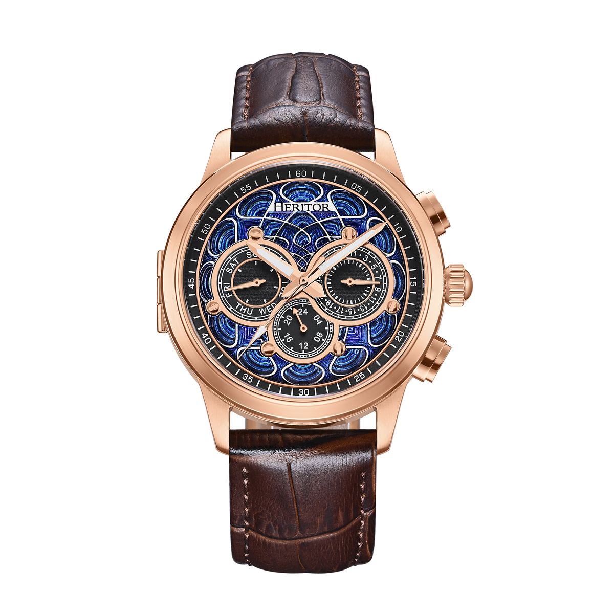 Roségoldener Chronograph Lederuhr