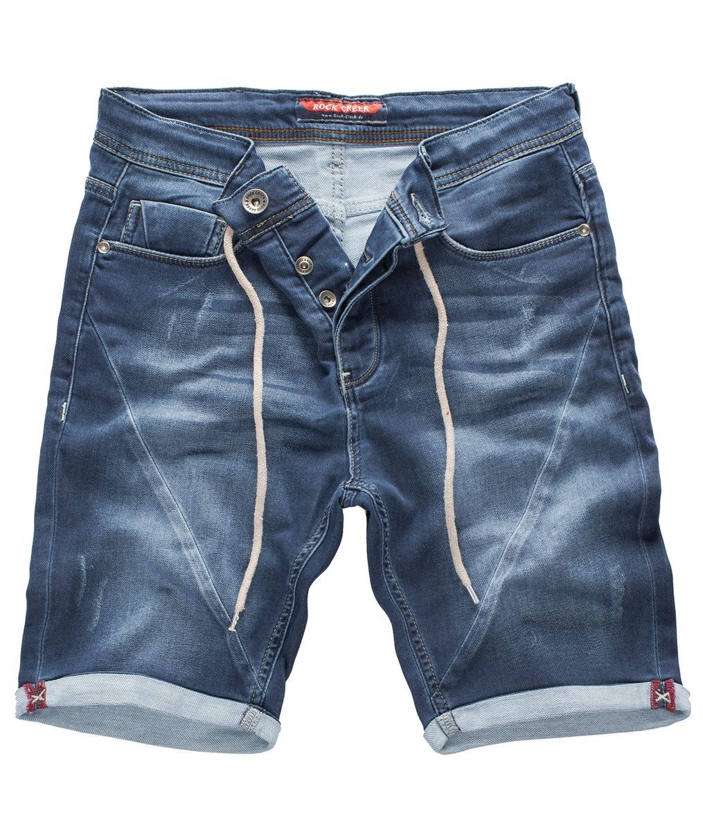 Distressed Denim Bermuda Shorts mit Kordelzug