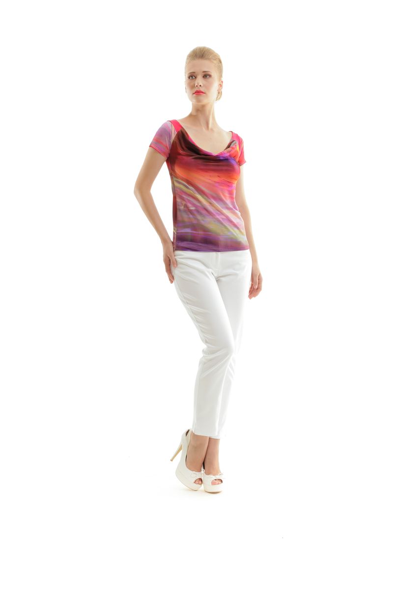 Kurzärmeliges Top mit abstraktem Print