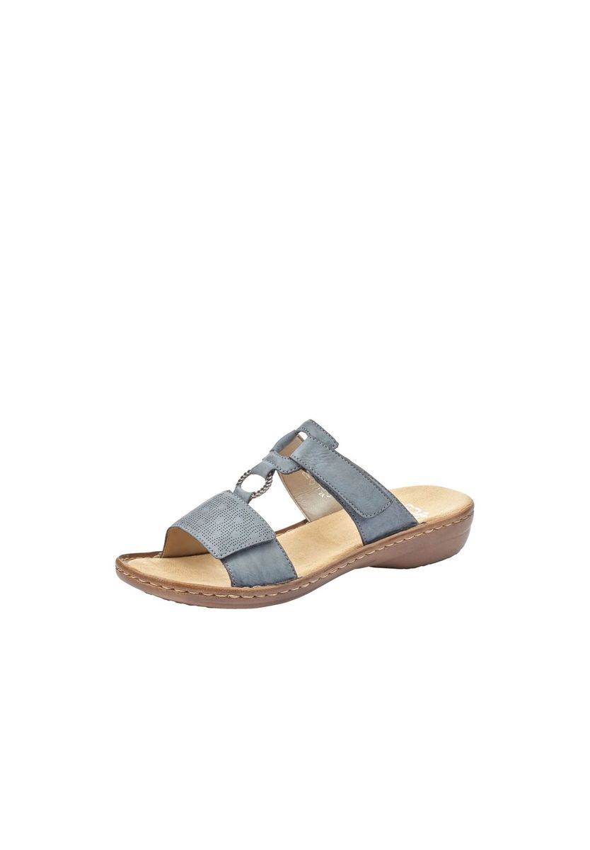 Bequeme blaue Leder-Pantoletten