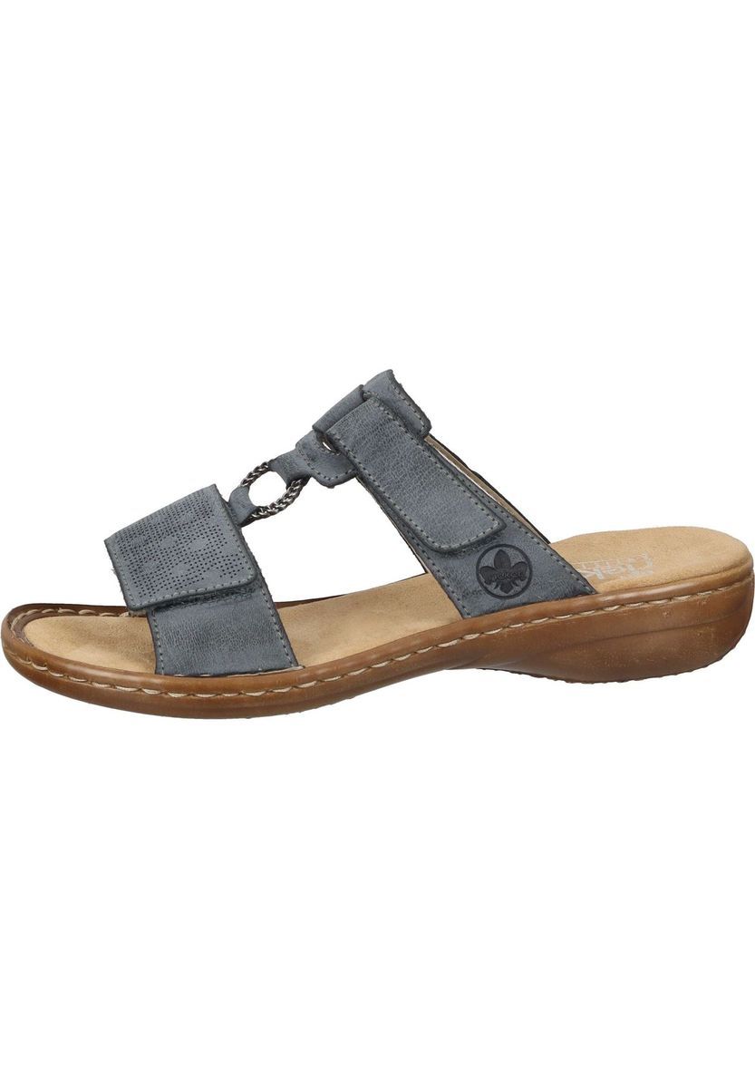 Bequeme blaue Leder-Pantoletten