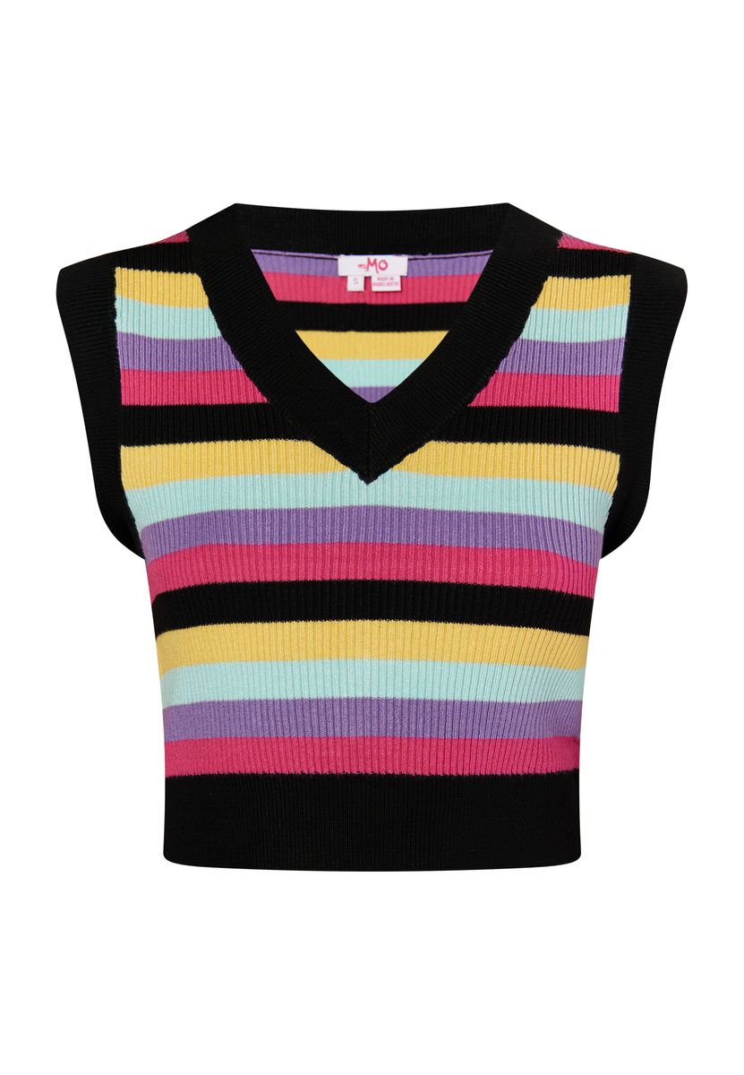 Mymo strickpullunder Damen Schwarz Mehrfarbig