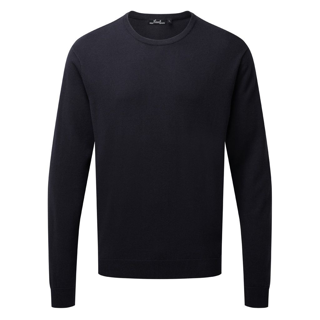Klassischer Baumwollmischpullover mit Rundhalsausschnitt