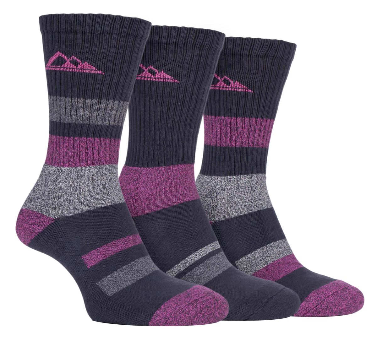 Lila Gestreifte Wandersocken 3er-Pack