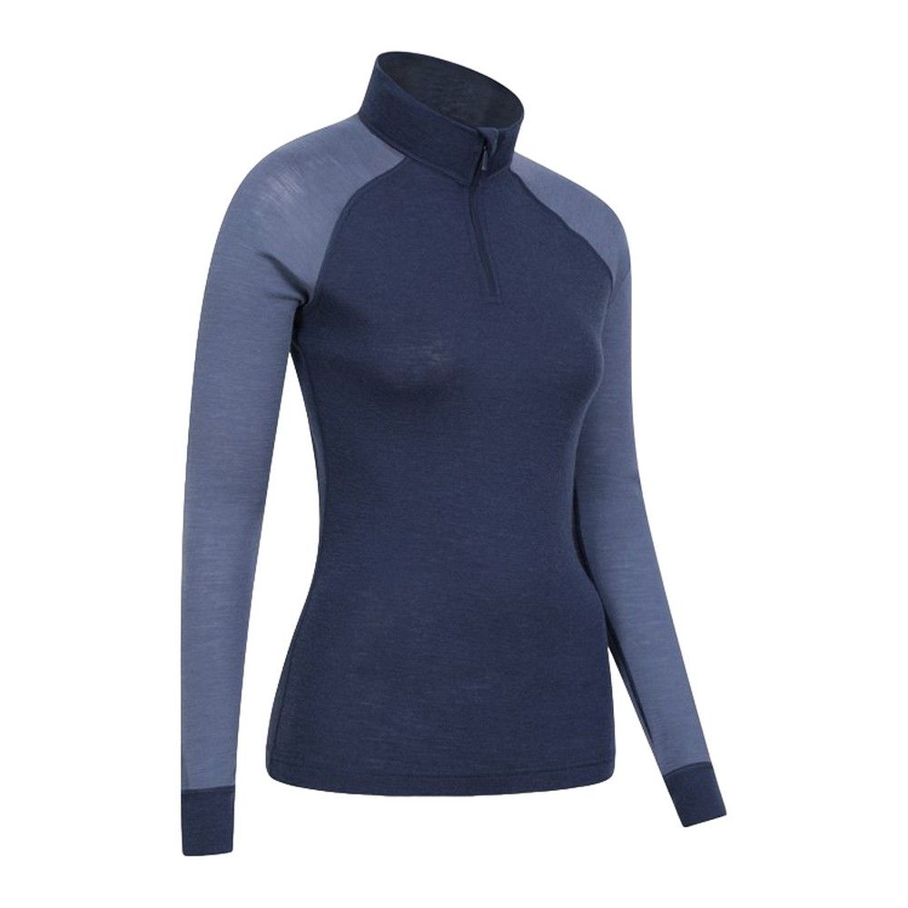 Merino-Wolle Funktionsshirt mit Halbreißverschluss