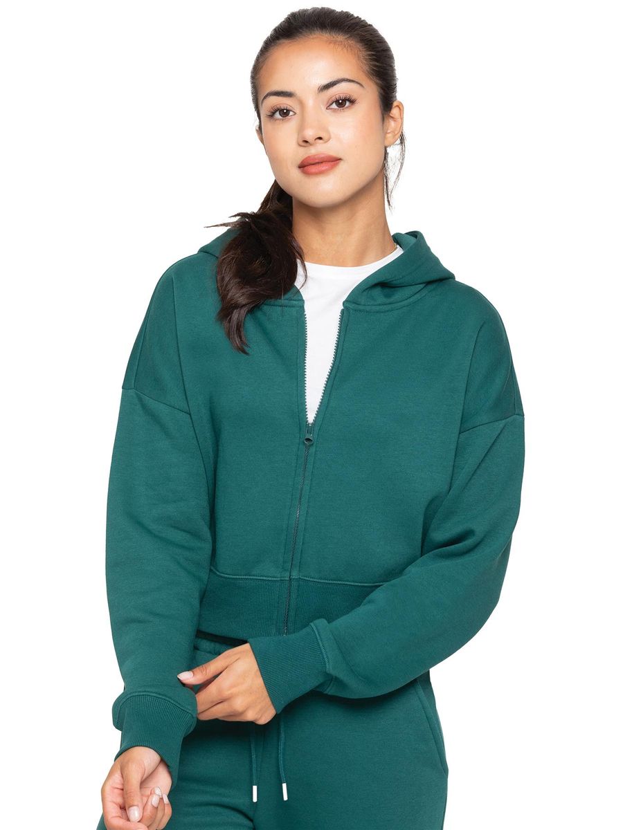 Kurzer Fleece-Hoodie mit Reißverschluss