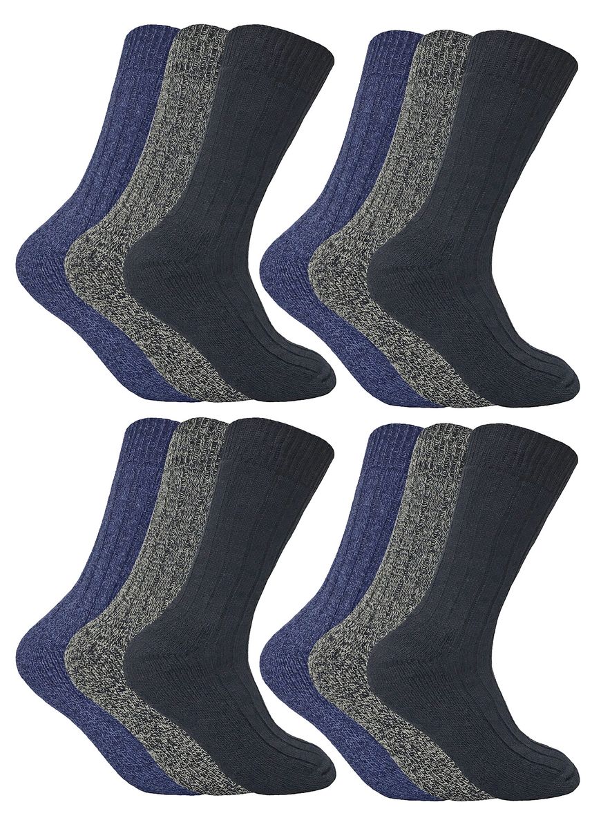 Socke Snob - 12 Paar Herren Wolle Boot Socken für Wandern - blau