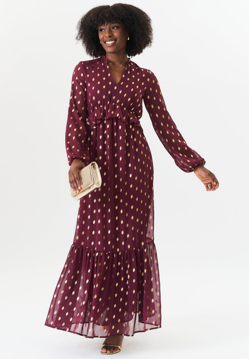 Elegantes Maxikleid mit Foliendruck