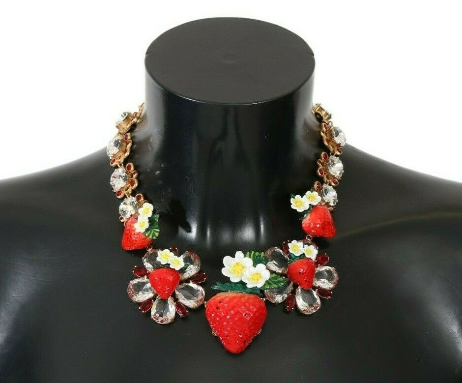 Erdbeer Kristall Floral Charm Statement Halskette