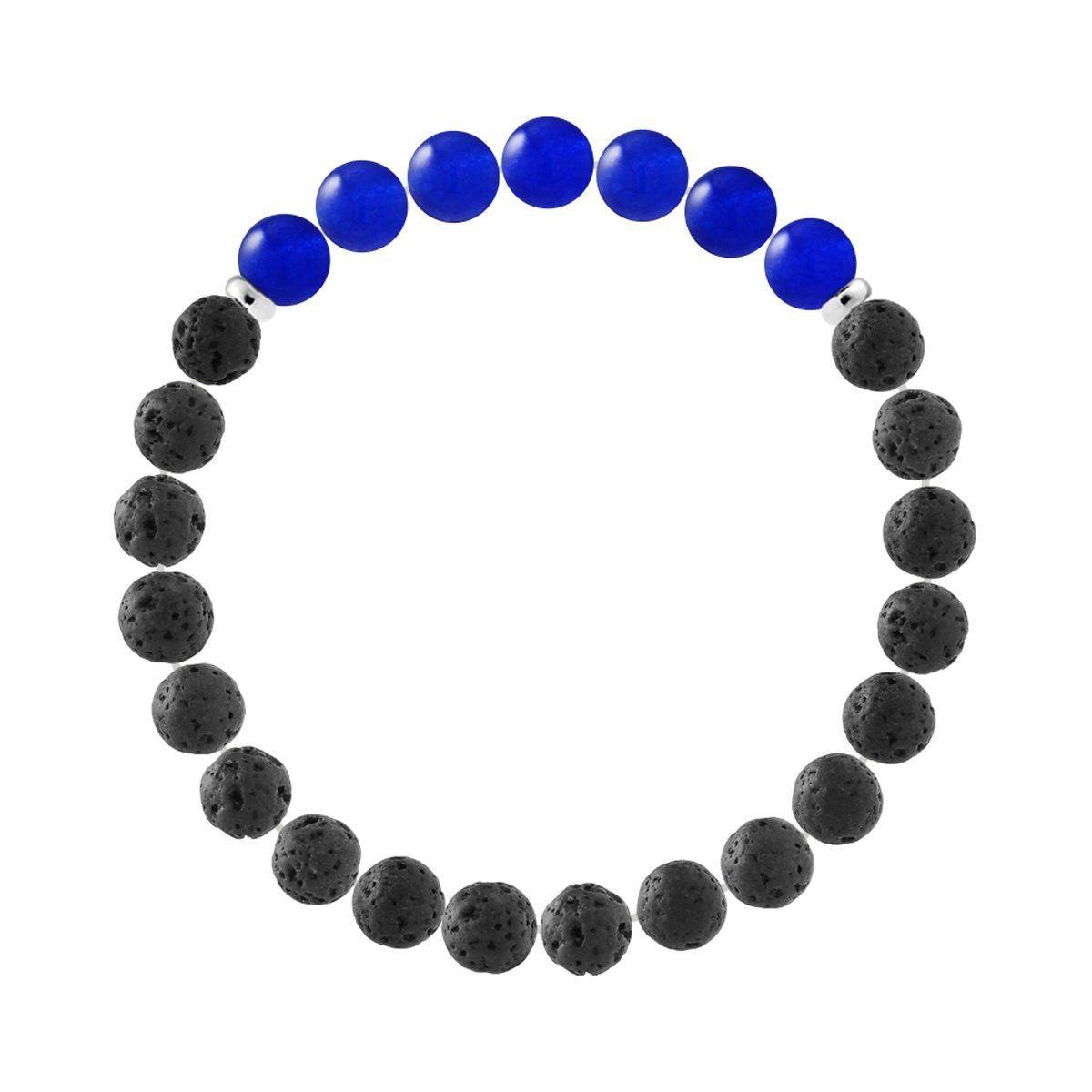 Armband aus Lavastein und blauem Chalcedon