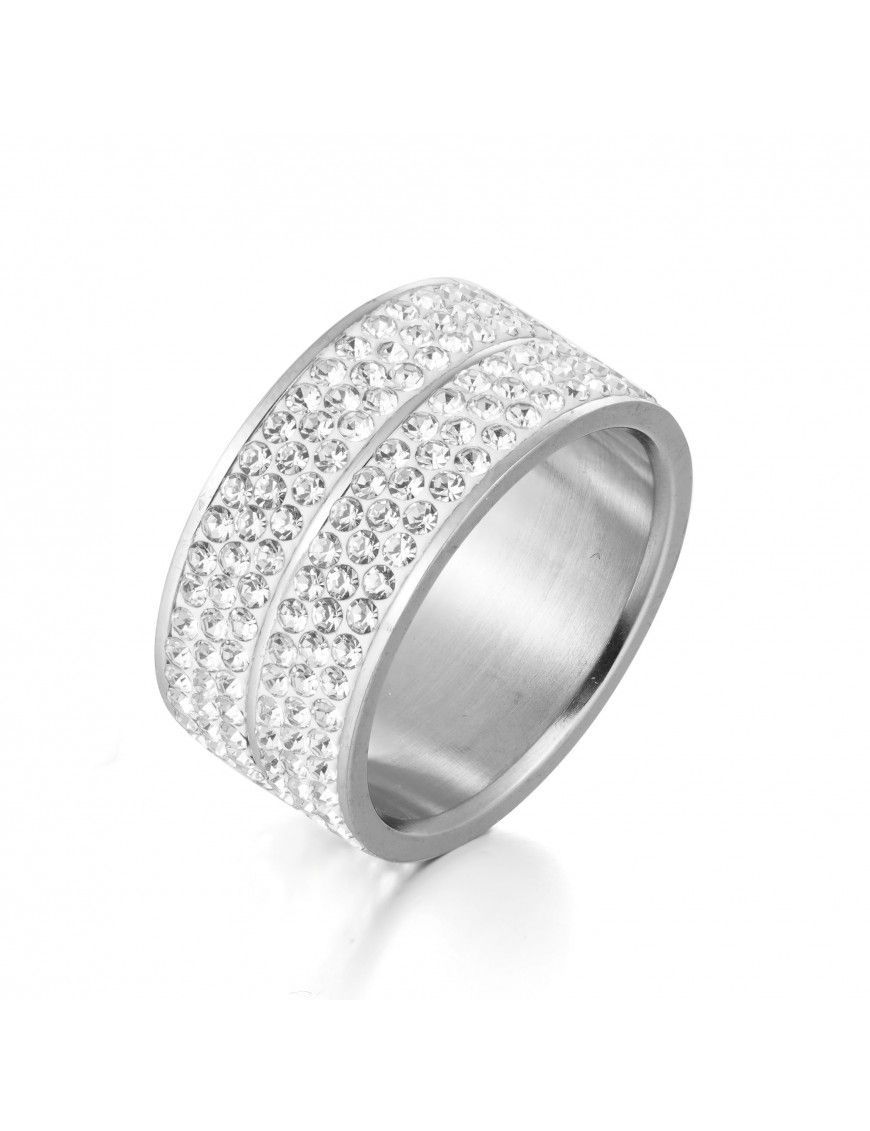 Kristall-Pavé Edelstahlring