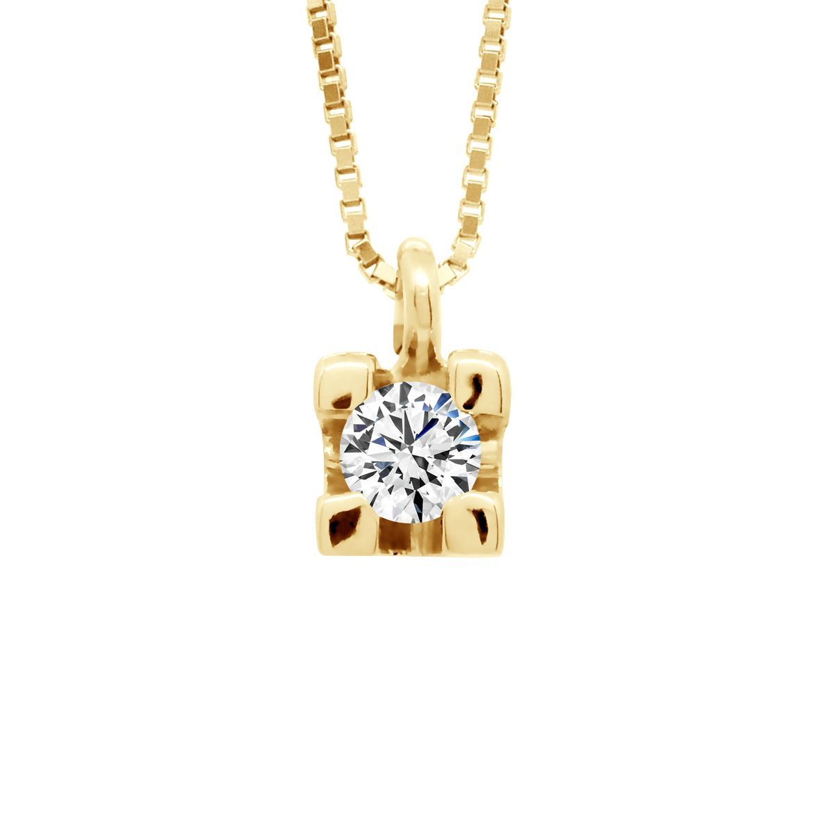 Goldene Diamant Solitär Anhänger Halskette