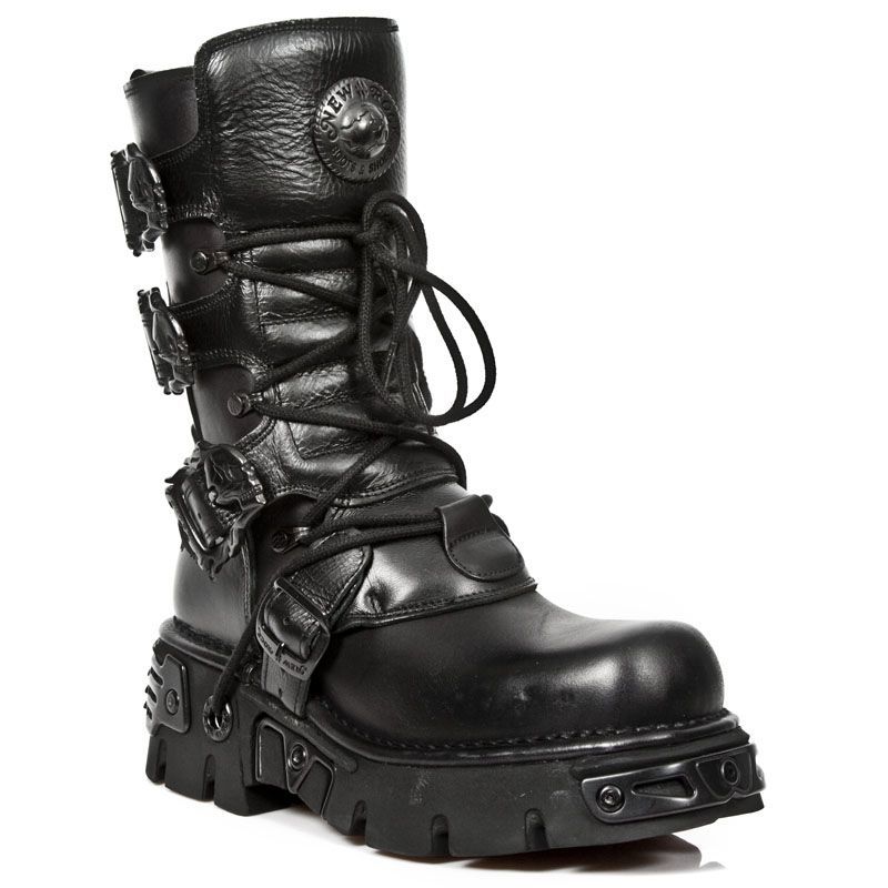 Reactor Totenkopf-Schnallen Plateau-Stiefel