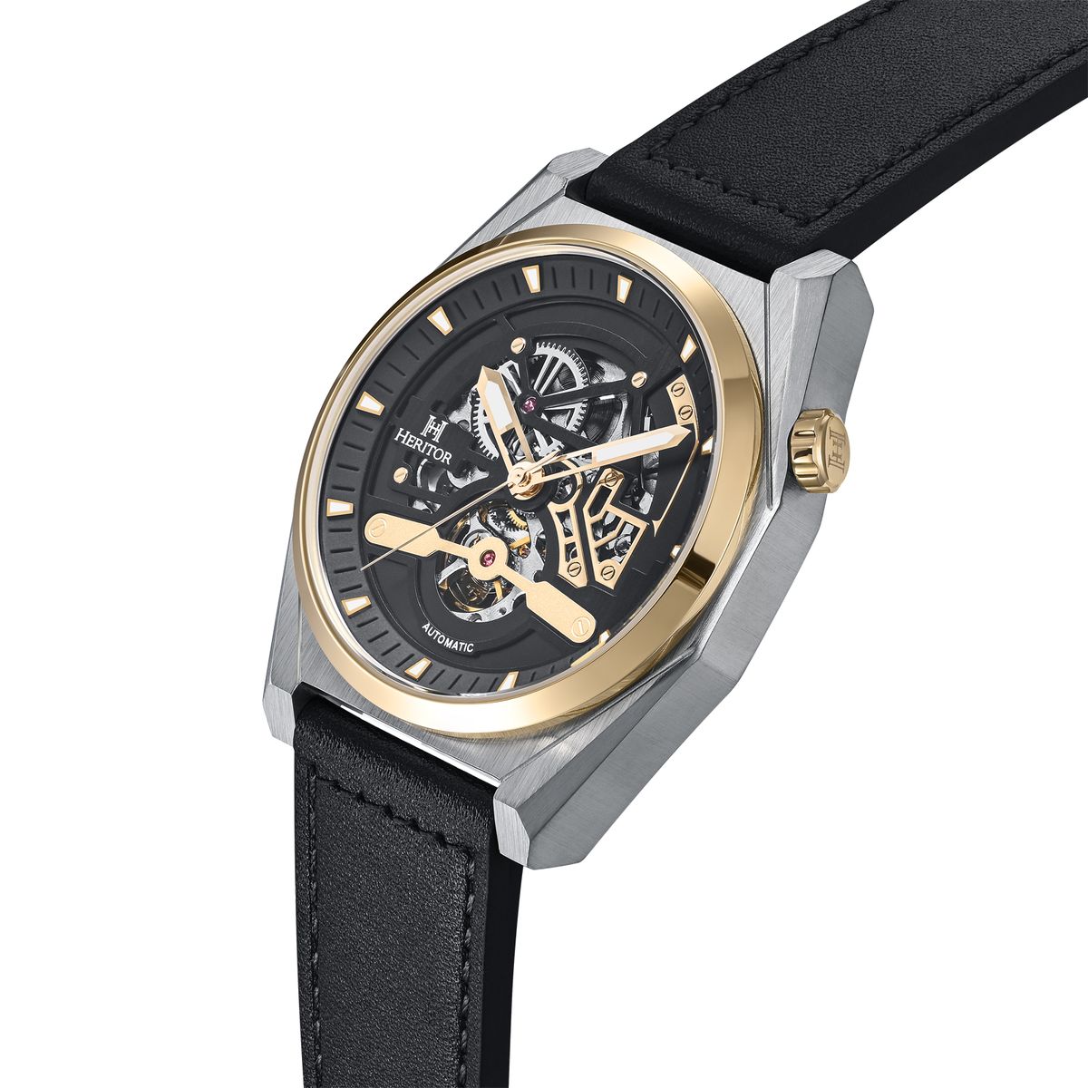 Semi-Skelett Automatik-Lederuhr
