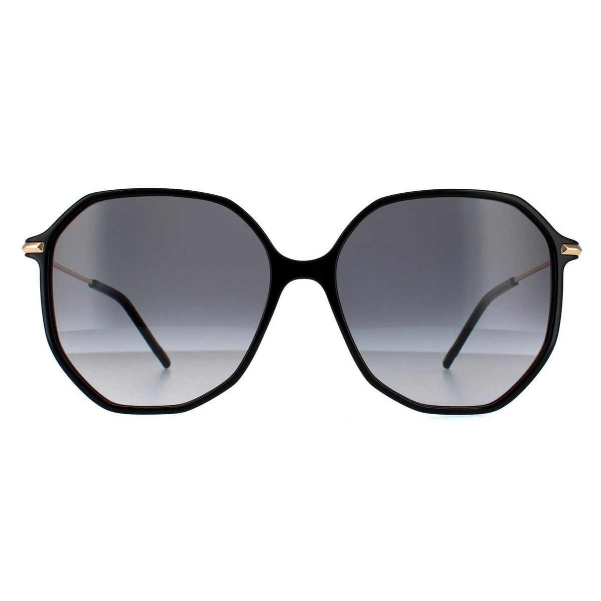 Übergroße runde Sonnenbrille Schwarz Gold Gradient