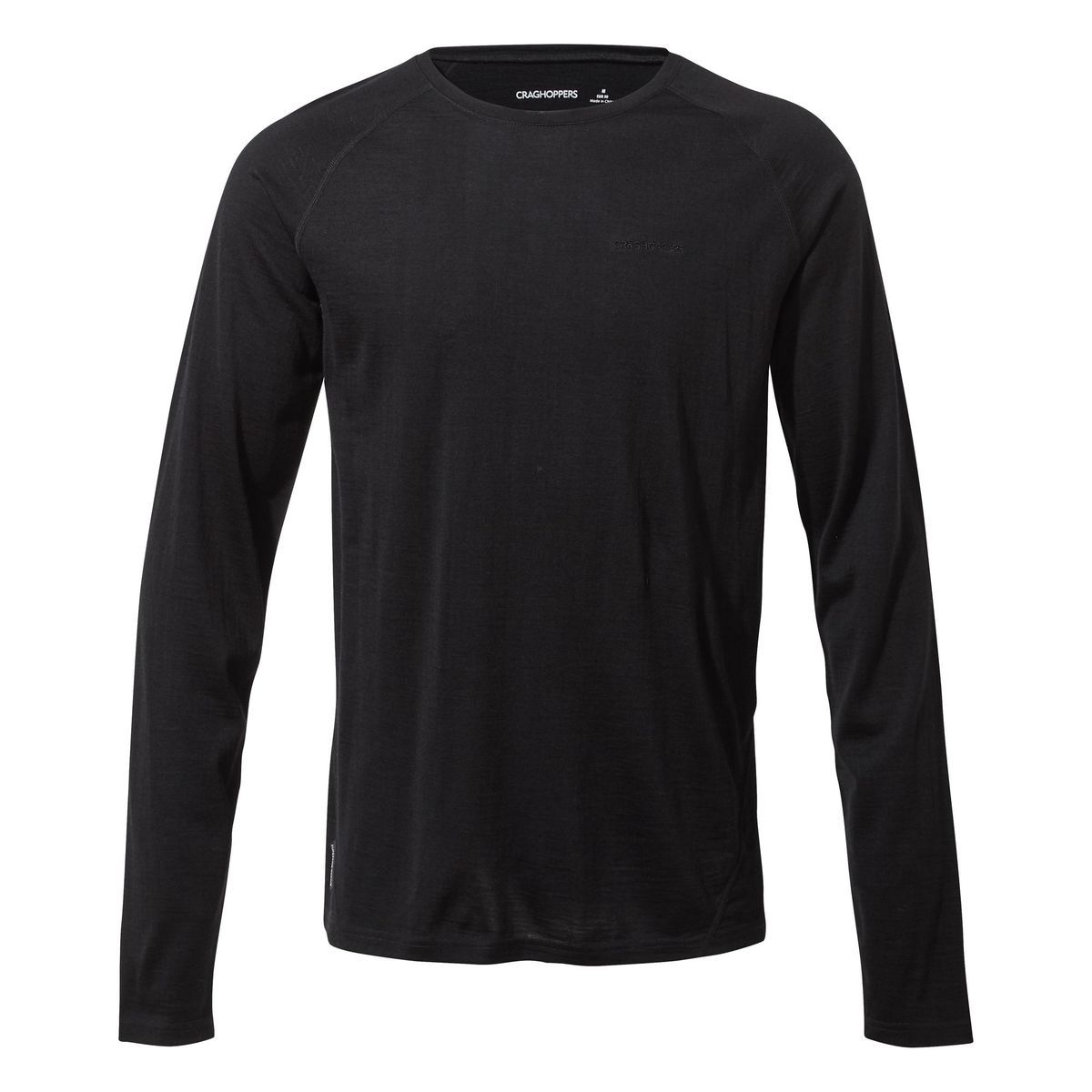 Craghoppers Mens Crew Neck Langarm Baselayer II Top (Schwarz)