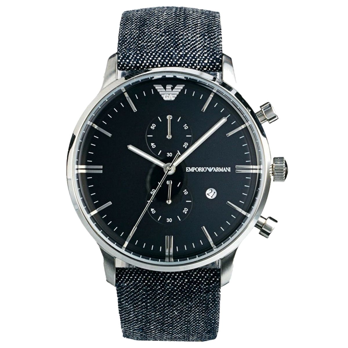 Herren Chronograph Uhr mit Denim-Armband
