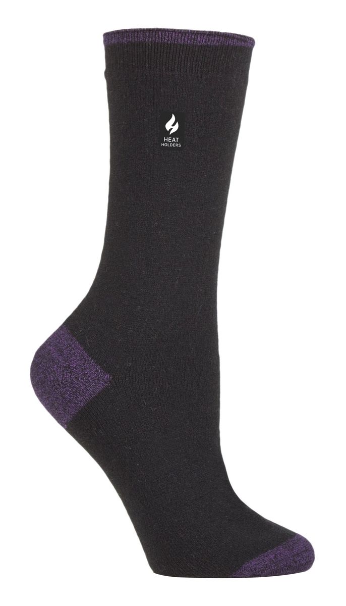 Heat Holders Damen Ultra Lite Thermal Brushed Inner Yarn Design Socken Schwarz/Lila (Oia)