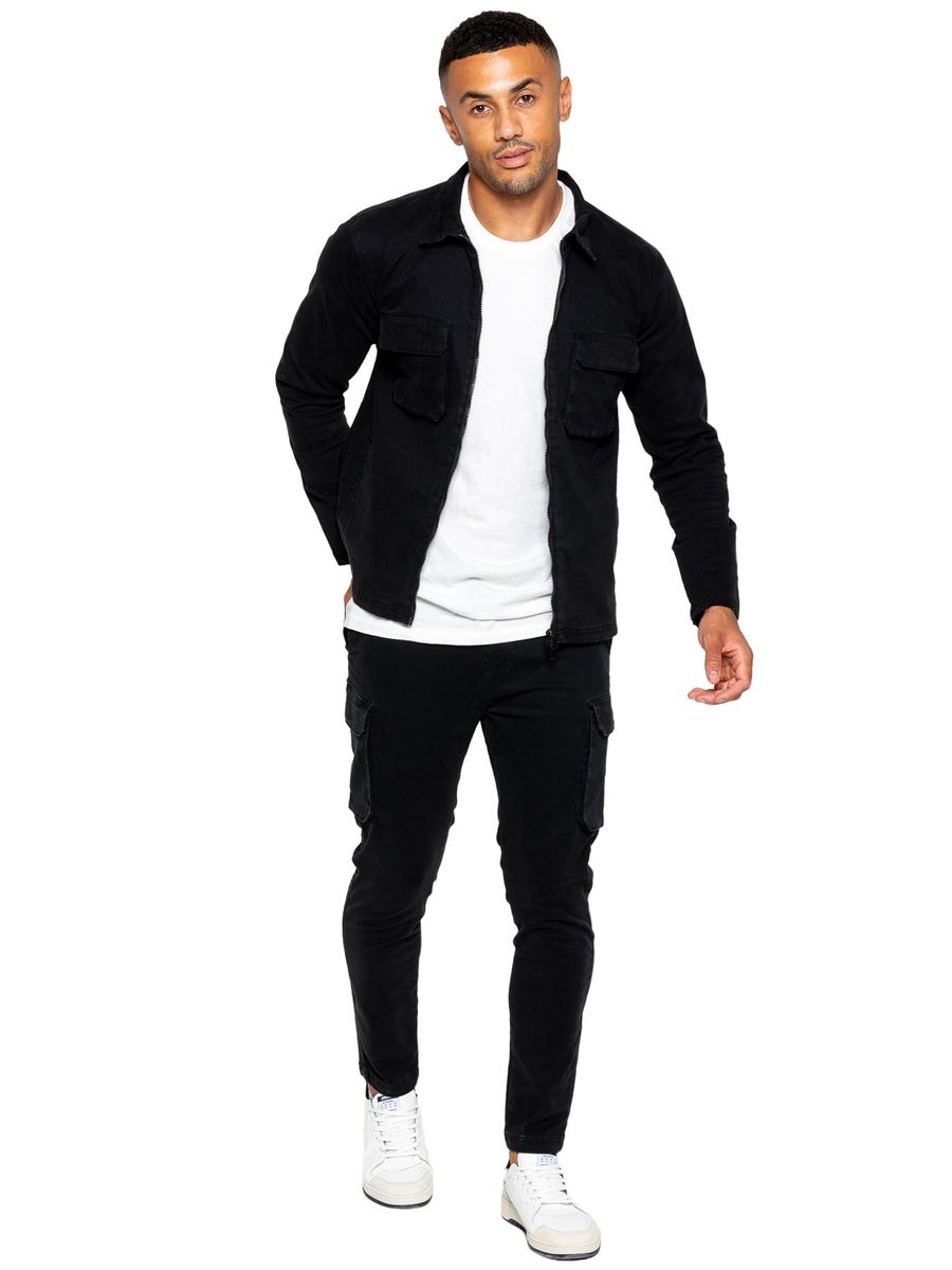 Herren Cargo-Outfit-Set in Schwarz