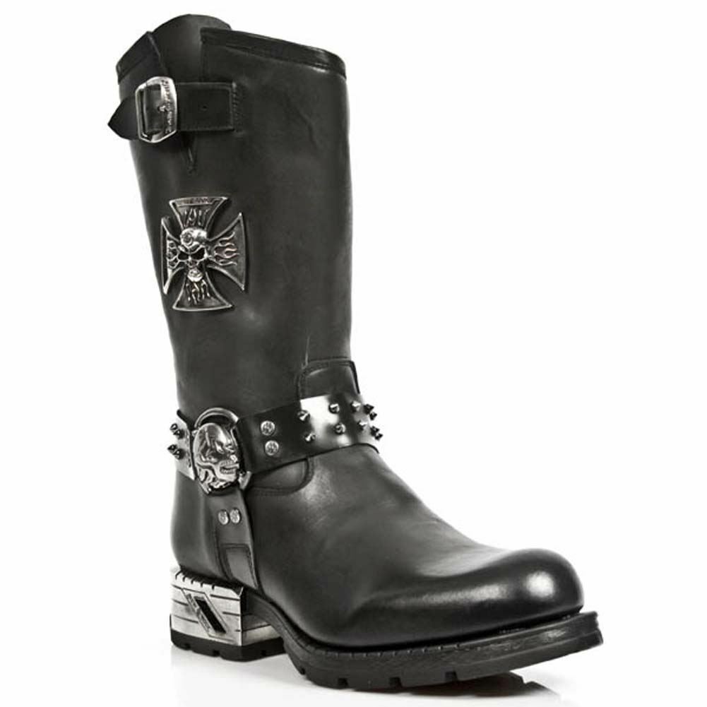Schwarze Gothic-Bikerstiefel aus Leder