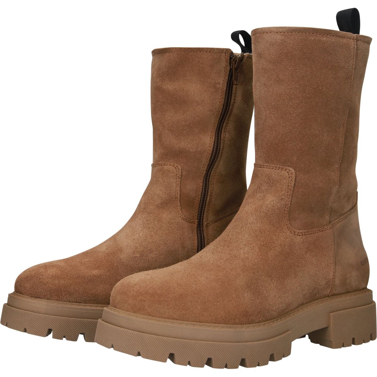 Halbhohe Wildlederstiefel mit Profilsohle