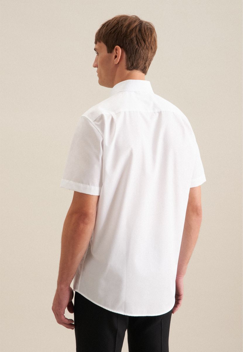 Kurzarm-Popeline-Hemd mit Button-Down-Kragen
