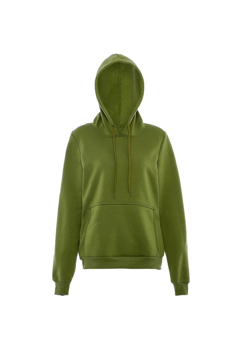 Damen Kapuzenpullover Olive Grün