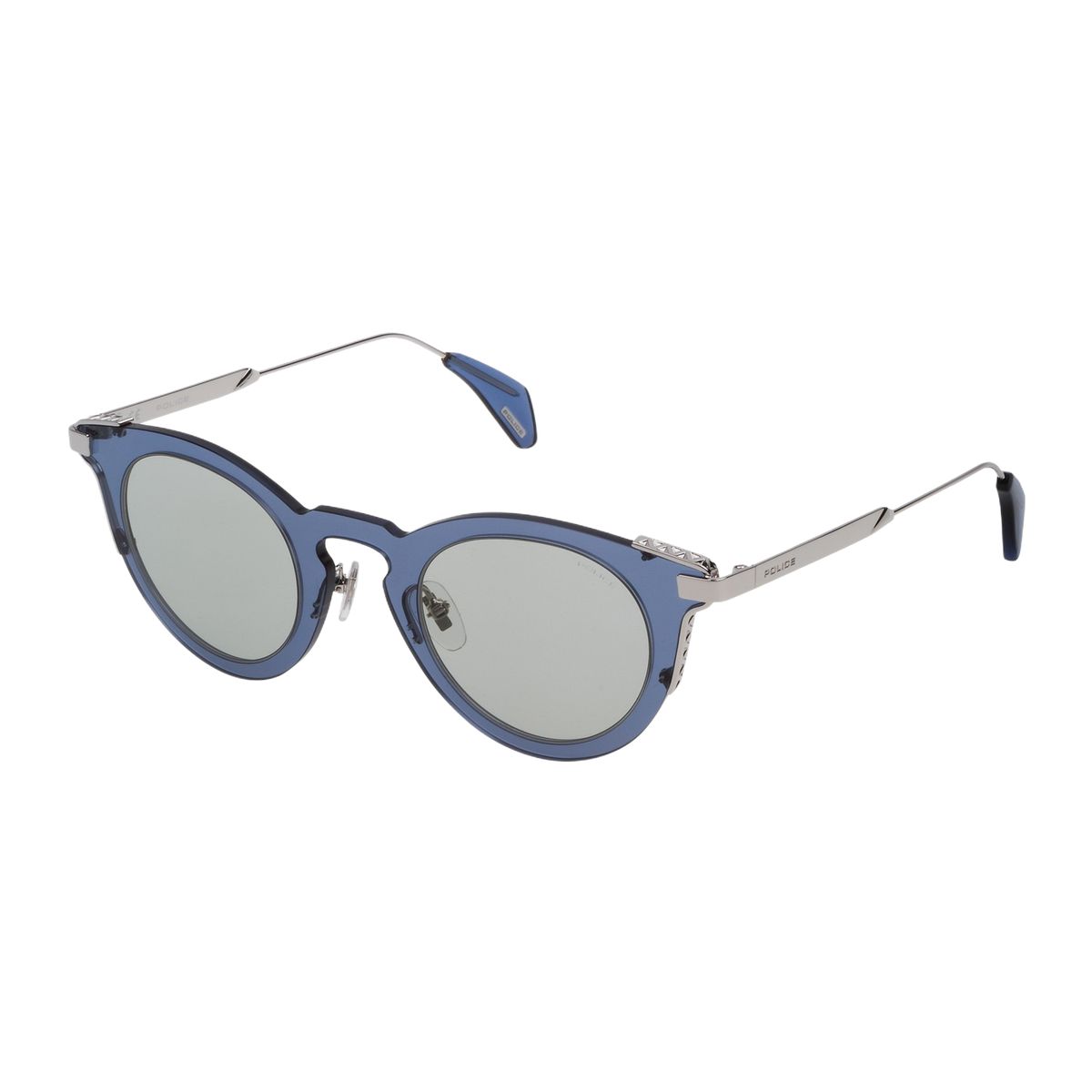 Sonnenbrille mit runden Gläsern und silberfarbenen Details