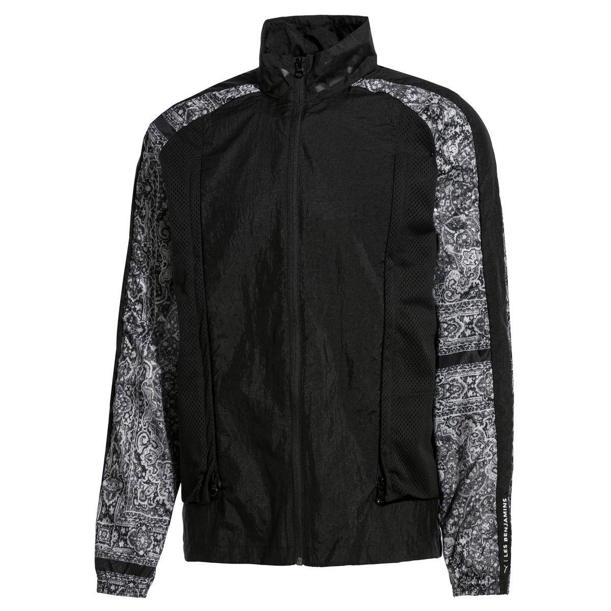 Herren Track Jacke mit Muster, Schwarz